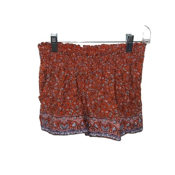 Kingston Grey Boho Print Navy Trimmed Baggy Shorts - Picture 2 of 3